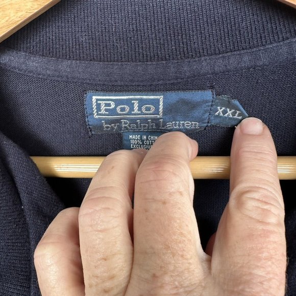 Polo Ralph Lauren Quarter Zip Pullover Sweater Men's 2XL Navy elbow pads - Picture 3 of 12